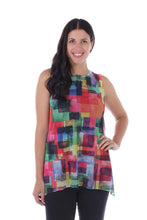 Load image into Gallery viewer, Vibrant Geometric Square Printed Mesh Sleeveless Blouse