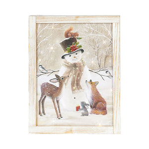 Snowman and Friends Lighted Framed Print