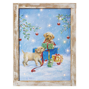 Puppies With Presents Lighted Wall Art