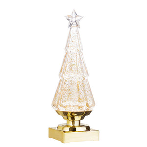 Lighted Tree With Gold Swirling Glitter