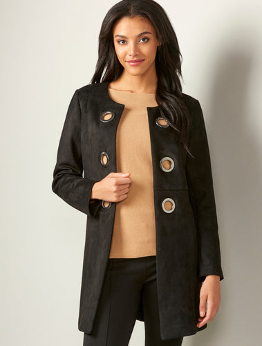 Black Faux Suede Coat