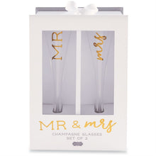 Load image into Gallery viewer, Mr &amp; Mrs Champagne Glass Set