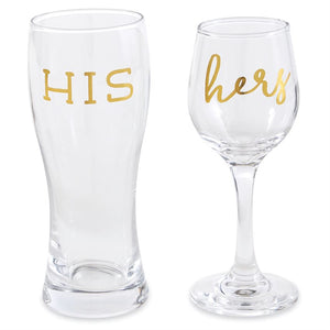 His & Hers Beer/Wine Glass Set