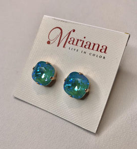 Rose Gold Turquoise Swarovski Crystal Earrings