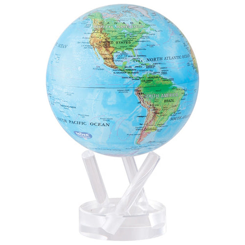 Blue Relief Map Rotating Globe