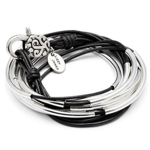 Classic Silverplate Leather Strand Bracelet