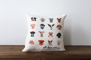 All Dogs Welcome Pillow